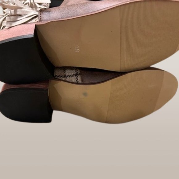 Distressed Brown Plaid & Fringe Bootie  4147  NWOB Boutique - Picture 6 of 7